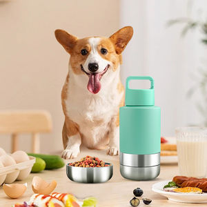 32 oz özel Logo 3 in 1 çevre dostu ayarlanabilir paslanmaz çelik taşınabilir <span class=keywords><strong>Pet</strong></span> besleyici seyahat köpek su şişeleri gıda konteyner - Product Image 6