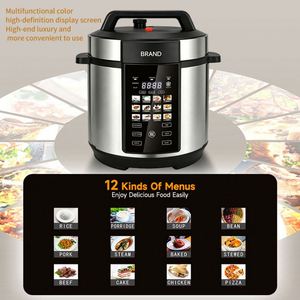 Cuisinière à pression numérique multifonctionnelle intelligente et durable en acier inoxydable de 6 L, grande capacité, 12 fonctions en 1, LED, pour la maison - Product Image 3