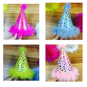 Sombrero de Papel con Plumas Rosas en Forma de Estrella para Pastel de Cumpleaños, Estilo Festivo, Suministro Directo de Fábrica China - Product Image 2