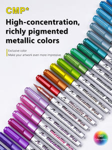 गुंगना 48-रंग धातु ब्रश पेन सोने की चांदी मार्कर पेन 2 मिमी सूखी-मिटाने योग्य 3 मिलीलीटर क्षमता 13.5 सेमी लंबाई कस्टम - Product Image 3