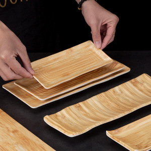 จานเมลามีนลายไม้ทรงสี่เหลี่ยมสำหรับโรงแรม งานเลี้ยงอาหาร และเสิร์ฟอาหาร - Product Image 2