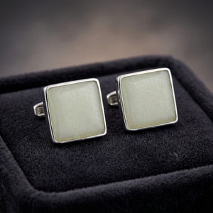 Boutons de manchette carrés en argent pour homme avec serti clos, classiques pour un usage quotidien - Product Image 4