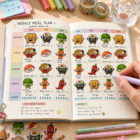 Autocollants alimentaires transparents personnalisés, imperméables, mignons, découpés à la forme, en vinyle PP, feuille d'autocollants de dessins animés, autocollants adhésifs pour enfants et journaux