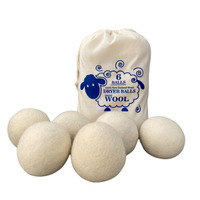 Lot de 6 boules de séchage en laine de mouton écologique et durable XL 100% 7cm boule de séchage en coton pour blanchisserie
