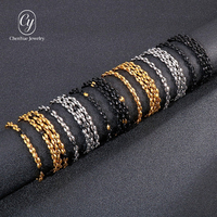 Ensemble de bijoux unisexe au design de niche tendance, collier à maillons en forme de grains de café en acier inoxydable, style Hip Hop, pour la décoration du cou et des mains