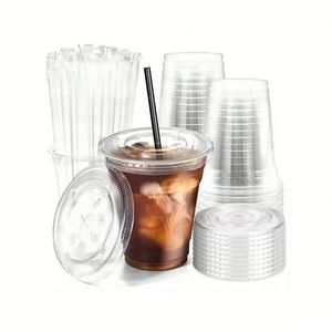 Vasos Desechables Ecológicos de PLA de Pared Simple Transparentes de 9oz 12oz 32oz Biodegradables con Tapa para Servir Bebidas Frías y Té - Product Image 2