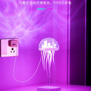 ไฟกลางคืนรูปแมงกะพรุน LED เปลี่ยนสีได้ RGB ใช้พลังงานจาก USB ควบคุมด้วยระบบสัมผัส รูปทรงกลม พร้อมหนวดที่เคลื่อนไหวได้ - Product Image 5