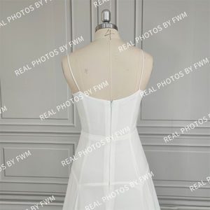 Foto reali di alta qualità spalline semplici in raso morbido abito da sposa per le donne della sposa abito da sposa nuovo Design - Product Image 5