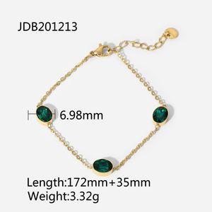 Vintage Green <b>Healing</b> Crystal <b>Bracelets</b> Women Stainless Steel Gold Chain <b>Bracelets</b> - Product Image 3