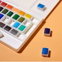 Usine en gros 24 artiste solide aquarelle peintures gâteau demi casseroles boîte en plastique pour les enfants
