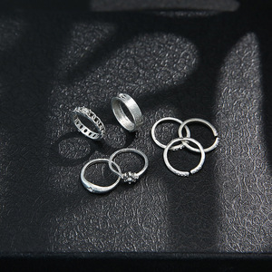 Anillo de Siete Piezas para Mujer, Estilo Vintage, Floral, con Estrella, Aleación Completa, Minimalista, Abierto, Personalizado, Venta al por Mayor - Product Image 3