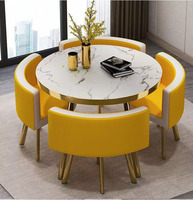 Ensemble Table à Manger Ronde de Luxe WDY 4 Places pour Salon, Restaurant, Bar, Bureau – 1 Table 4 Chaises
