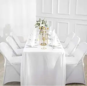 مفرش طاولة أبيض مخصص مستطيل مغطى من قماش البوليستر غطاء طاولة كتان طاولة تناول الطعام زينة حفلات الزفاف مفرش طاولة للمناسبات