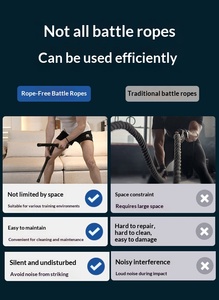 Corde <span class=keywords><strong>de</strong></span> combat professionnelle 2-en-1 sans fil, bâton d'entraînement <span class=keywords><strong>de</strong></span> gym intégré, durable et portable en acier inoxydable - Product Image 5