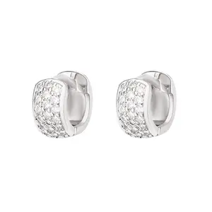 FOXI S925 silver earings manufacturer 5A zirconia hypoallergenic earrings chunky gold drop earrings pure 925 silver