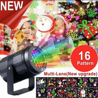 Lampe de projection laser LED de Noël RVB à 16 motifs Projecteur de flocon de neige pour l'éclairage extérieur des vacances Décoration de Noël