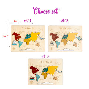 Rompecabezas del mundo personalizado de madera Mapa Montessori Edición de Geografía de madera <span class=keywords><strong>para</strong></span> niños - Product Image 5