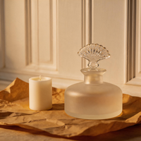 Flacon diffuseur de parfum de luxe vide 200 ml en verre, blanc mat ou noir brillant, avec éventail en cristal pour couvercle, sérigraphié, pour parfum d'ambiance