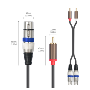 <span class=keywords><strong>Cable</strong></span> de Audio de 1.5M 3M 5M 6M con Carcasa Metálica Chapada en Oro, Conductor de Cobre Estañado, 2RCA Macho a 2XLR Hembra, Doble RCA, Doble XLR Hembra - Product Image 3