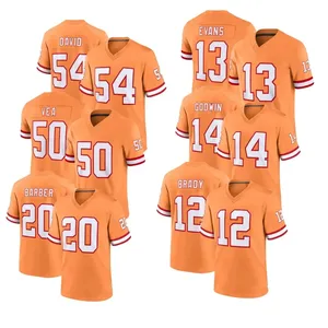 Nueva camiseta de fútbol americano cosida personalizada para hombre Tampa Bay Mike Evans Orange Limited Jersey Tom Brady Julio Jones Winfield Jr