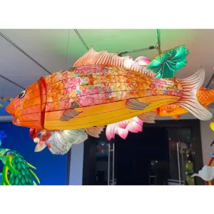 Hot Sale Gold Fish Lanterna Decoração Lanterna Chinesa Tradicional Lanterna De Seda Chinesa Ao Ar Livre