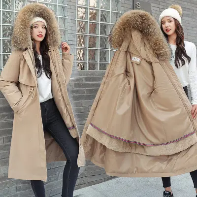 Hot Product Fat Women Jacket Detachable Puffy Long Wool Coat Women Bomber Jacket for Woman