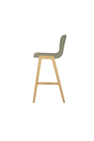 Tabouret de bar moderne en bois de hêtre rembourré avec dossier et assise rembourrés pour café commercial, bistrot, hôtel, comptoir, restaurant
