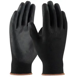 Assemblaggio per l'industria delle costruzioni impugnatura in poliuretano nero Palm Fit rivestito sicurezza sul lavoro guanti in Nylon lavorato a maglia in PU