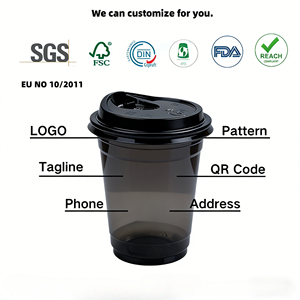Gobelet à café jetable en PET personnalisé avec logo, faible MOQ, pour boissons froides, 8/12/16 oz, transparent ou noir, personnalisation rapide - Product Image 4