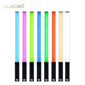 Luxceo luz de led para vídeo com rgb, colorida, de mão, 10w e 3000k, iluminação profissional, para fotos, iluminação fotográfica