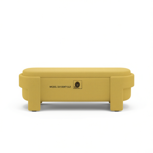 Banc rembourré en tissu de lin jaune avec rangement, 51,5x20,5x17 pouces, modèle D0100XFYJLX, meubles pour salon et chambre à coucher - Product Image 1