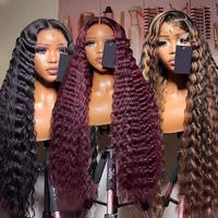 Perruque bouclée birmane de 40-42 pouces avec mèches, cheveux humains, couleur 13x6 HD, perruque frontale ondulée 250% blond miel, perruque Lace Front 13x4 pour femmes