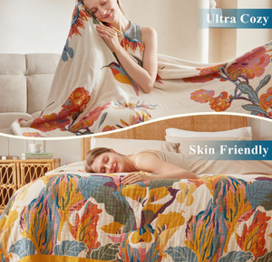 Manta Decorativa Boho - Manta Suave 100% Algodón <span class=keywords><strong>para</strong></span> <span class=keywords><strong>Cama</strong></span>, <span class=keywords><strong>90</strong></span>"x90" Reversible, Transpirable y Ligera <span class=keywords><strong>para</strong></span> Primavera - Product Image 3