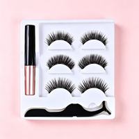 Ensemble de faux cils volumisants magnétiques naturels imperméables, 3 paires, fibres importées, semi-faits à la main