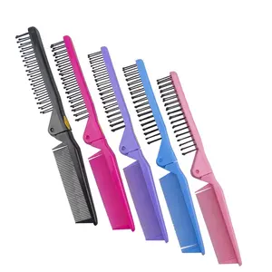 Hot selling anti static portable hair comb 3 in 1 travel folding plastic detangling hair comb