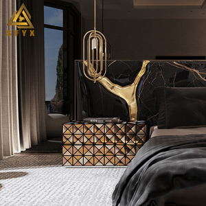 Luz de lujo Villa Dormitorio Mesita de noche Muebles de diseño Concord de diseño portugués Pixel Mesita de noche con dos cajones - Product Image 5