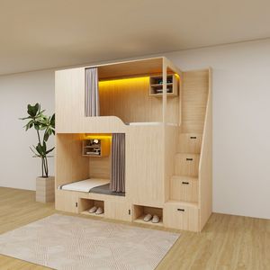 Muebles Modernos Aptos <span class=keywords><strong>para</strong></span> Casas y Apartamentos, Diseño <span class=keywords><strong>de</strong></span> Estructura <span class=keywords><strong>de</strong></span> Madera Maciza Resistente, Cama Doble - Product Image 1