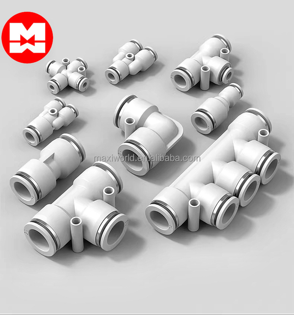 High Quality POM White Straight Push-in Pneumatic Fitting Connector 0-10bar 4mm-16mm Port Size for Restaurants Printing Shops