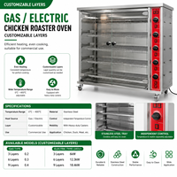 Four à rôtir au gaz commercial à 9 niveaux avec commande manuelle, 3/6/9 broches pour poulet et viande de barbecue (132 kg)