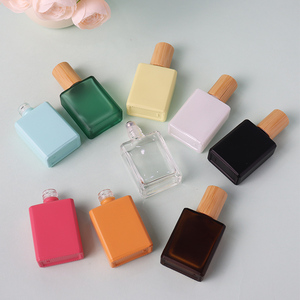 Portatile 10ml 15ml quadrato trasparente rotolo su vetro vuoto profumo deodorante rullo sfera bottiglie con veri coperchi di legno di bambù - Product Image 4