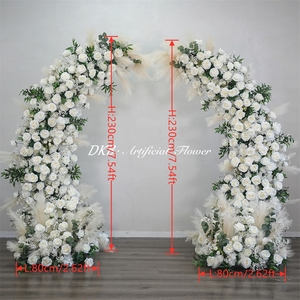 Giant Big Horn Floral Arch <b>Artificial</b> White Rose Wedding Backdrop <b>Flower</b> Arch for Church Wedding Valentine's Day Decoration - Product Image 2