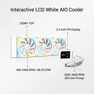 DeepCool LM360-WH ชุดระบายความร้อนแบบ AIO ขนาด 360 มม. ฮีทซิงค์อะลูมิเนียมสีขาว พร้อมหน้าจอ LCD ขนาด 2.4 นิ้ว รองรับ TDP 250W+ สำหรับ LGA1700 AM5 สีสันสดใส - Product Image 6