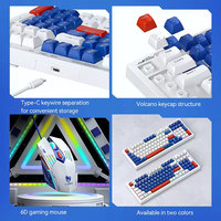 Ensemble clavier et souris filaires 98 touches, touches tricolores, clavier et souris silencieux pour jeux et bureau, pour ordinateur de bureau