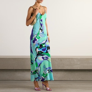 Abito Estivo 2026 da Donna <span class=keywords><strong>con</strong></span> Stampa, Scollo a V e Spacco, Stile Sexy Spicy Girl - Collezione Transfrontaliera Europa e America - Product Image 2