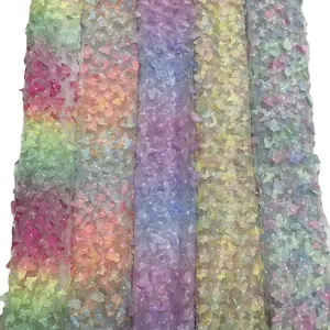 Obral besar kain gradien bordir kupu-kupu warna pelangi baru kain renda bunga 3d untuk gaun dan gaun kontes
