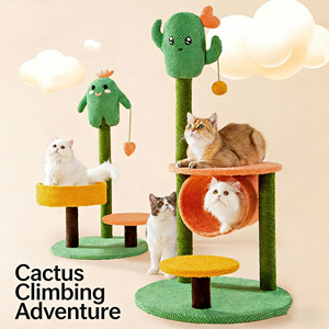 <span class=keywords><strong>Arbre</strong></span> à chat multifonctionnel en forme de cactus avec niche confortable, montage facile, tour d'activités verte pour animaux de compagnie, fournisseur en gros - Product Image 1