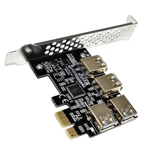 Tarjeta adaptadora TISHRIC chapada en oro PICE 1 a 4 Adaptador Riser Card Compatible con X4,X8,X16 Tarjeta de expansión Interfaz USB * 4