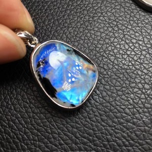Pendentif en pierre de lune bleue naturelle de haute qualité, argent 925, pierre de lune arc-en-ciel avec point noir, pendentif pour cadeau_xcg - Product Image 4