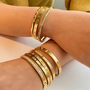 Joyería de Moda, Brazaletes de Circonita Cúbica, Chapados en Oro Real, Resistentes al Agua y al Deslustre, Pulseras y Brazaletes de Joyería Fina - Product Image 5