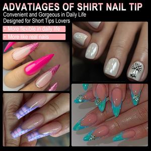 440/550 pièces Faux ongles en gel souple, capsules semi-mates pour le bout des doigts, forme amande, française, cercueil, couverture complète, extensions d'ongles artificiels - Product Image 2